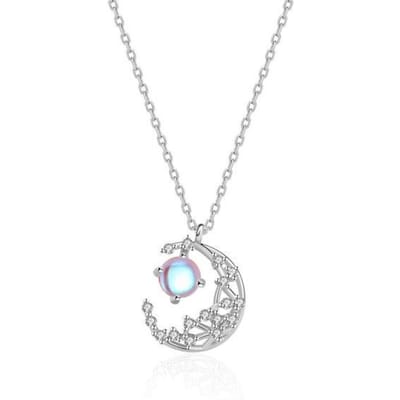 Verstelbare Schakelketting Choker Kettingen Voor Vrouwen 925 Sterling Zilver Maansteen Maan Hangers Statement Sieraden Dz862