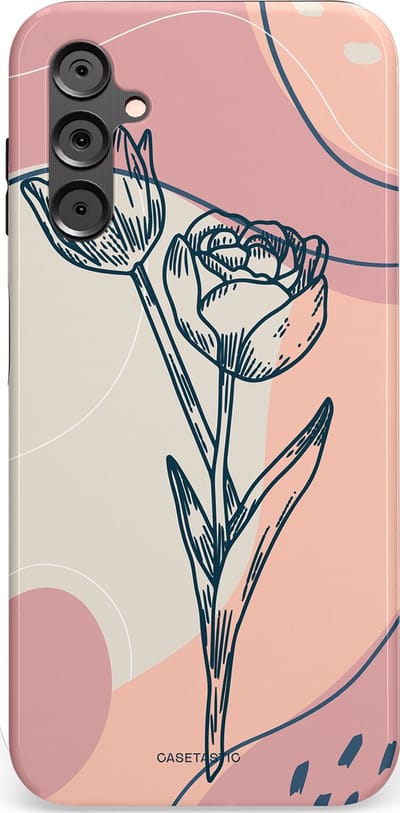 Casetastic Hoesje Geschikt voor Samsung A14 (5G/4G) - Stijlvolle Beschermende Duo-layer Case - Sierlijke tulp