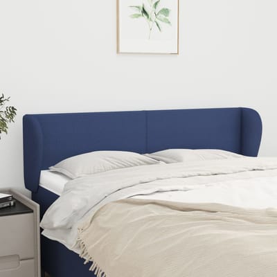 vidaXL - Hoofdbord - met - randen - 147x23x78/88 - cm - stof - blauw