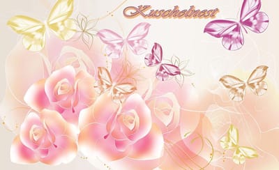 Roses Butterfly Abstract Photo Wallcovering