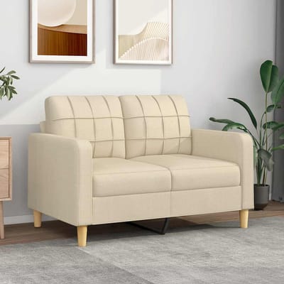 vidaXL - Tweezitsbank - 120 - cm - stof - crèmekleurig