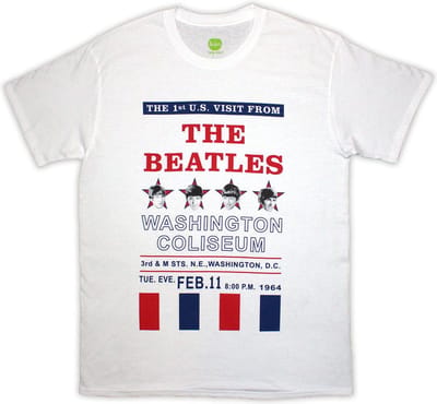 The Beatles - Washington '64 Stars & Stripes Heren T-shirt - S - Wit