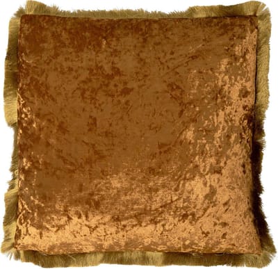 Sierkussen met franjes - Decoratief kussen - Woonkamer aankleden - Handgemaakt design - 55 x 55 cm - Goud