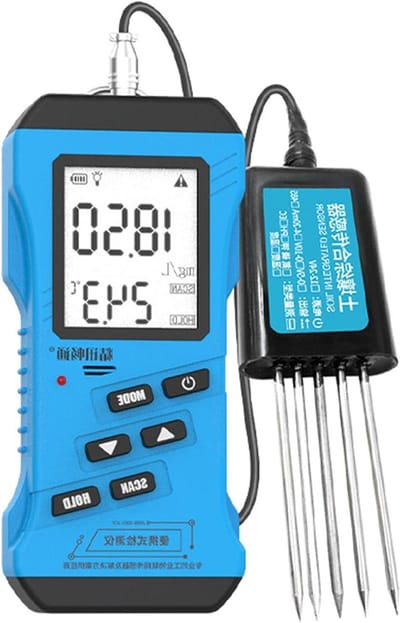 Bodemtester 7 in 1 - Bodemdetector Vochtsensor - Plantenverzorging Optimaliseren - Meet NPK pH Vocht EC - 3-9 pH - Grijs