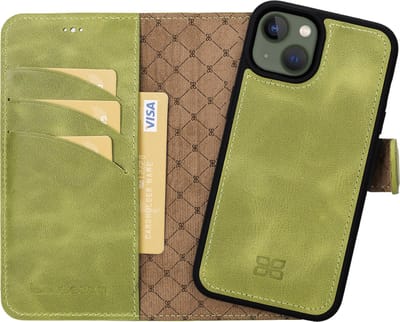 Bouletta geschikt voor iPhone 14 Plus uitneembare leer BookCase hoesje - Andalusian Green