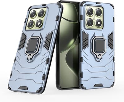 MobyDefend Hoesje - Geschikt voor Xiaomi 14T - Dubbelgelaagde Pantsercase Met Standaard - Blauw