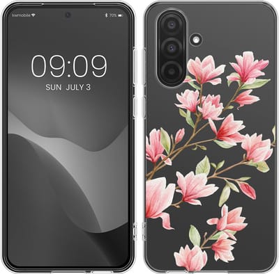 kwmobile telefoonhoesje geschikt voor Samsung Galaxy A36 5G - Hoesje voor smartphone in poederroze / wit / transparant - Magnolia design