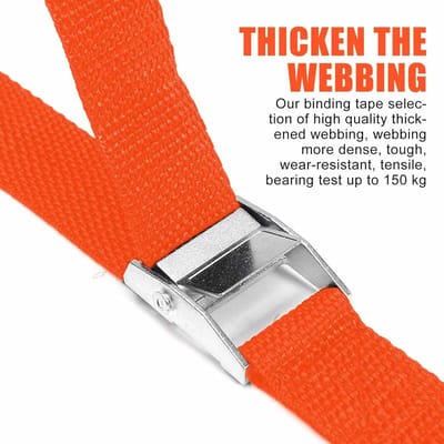 Verstelbare Lashing Straps van 3 m, Set van 6, Ideaal voor Fietsen, Motoren en Kamperen, Oranje Tension Straps voor Bagage en Verpakking