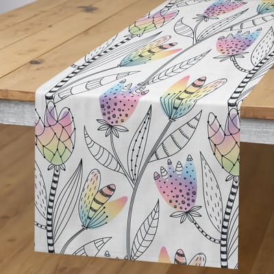 Abakuhaus Abstracte tafelloper – Bloemenmotief, veelkleurig, 40x180 cm