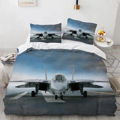 Vliegtuig Vechter Luchtpatroon Comfortabel Dekbed Dekbedovertrek Kussensloop Beddengoed Set Kinderkamer Decoratie Huis Textiel EU Single 135x200cm