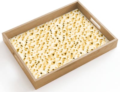 Dienblad hout 40x30 cm - Schootdienblad - Olie - Verf - Texturen - Beige - Borrelplank rechthoek - Plateau dienbladen