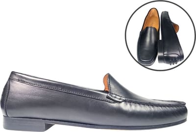 Stravers - Luxe Mocassins Leren Zool Maat 43 Zwart Dames Grote Maten Instappers