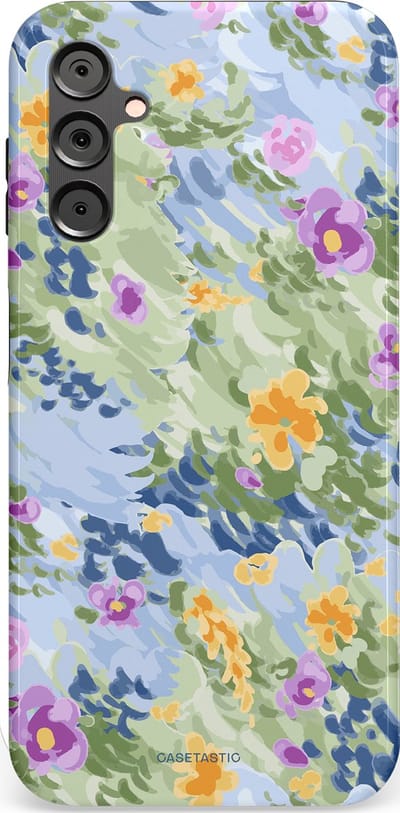 Casetastic Hoesje Geschikt voor Samsung A14 (5G/4G) - Stijlvolle Beschermende Duo-layer Case - Zonnige Bloemtuin