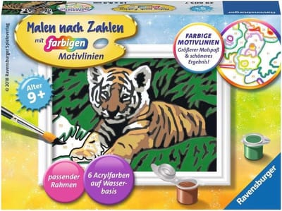 Schilderen op Nummer Sweet Tiger - 6 Kindvriendelijke Acrylverf voor Kinderen