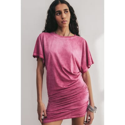 Mikuta The Pink Short Draped T-shirt Dress Größe: XS | Minikleider Outlet | Damen | Rosa