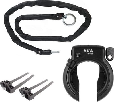 Axa Defender Ringslot ART2 Zwart + Insteekketting 100 cm 5,5 mm Zwart + Flex Mount Bevestigingsset