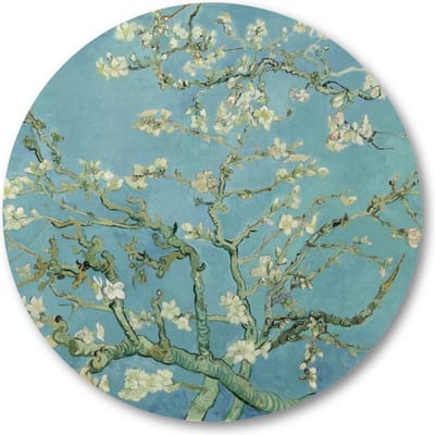 Amandelbloesem - Vincent van Gogh - Muurcirkel Forex 40cm - Wandcirkel voor binnen - Meesterwerken - Natuur - Bloemen - Vincent van Gogh
