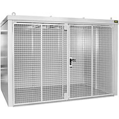 Gasflessenhouder BAUER GFC-B M5, B 2175 x D 3125 x H 2270, voor 96 gasflessen, brandwerend, afsluitbaar, wit