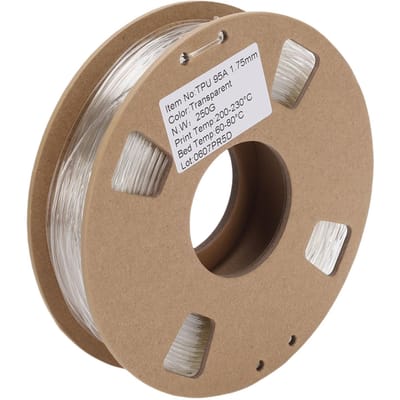TPU Filament 1,75 mm 95A 250g Hoge Elasticiteit Flexibel 3D Printer Filament voor de Meeste 3D-printers Transparant