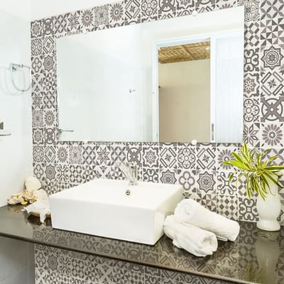 Zelfklevende tegelmuurstickers voor keuken en badkamer - 60 cementtegelstickers, Azulejos Orazo - 60 stickers, 15x15cm