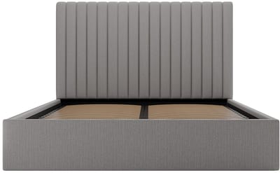 Vente-unique Bed met opbergruimte fluweel grijs 160 x 200 cm