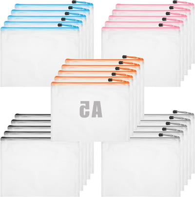 25 Stuks A5 Document Compartimenten, Waterdichte Zipper Pockets, Ideaal voor School, Kantoor en Reizen, Beschikbaar in 5 Kleuren