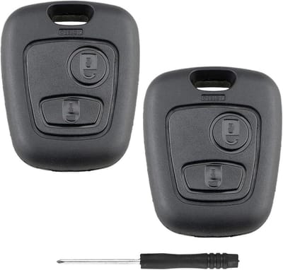 SnelShoppen - 2 Pack Autosleutel Compatibel Peugeot 107 206 207 406 407 306 307 806 en Citroen C1 C2 C3 C4 C5 C6 - Sleutelhoes zonder Elektronica, Ver
