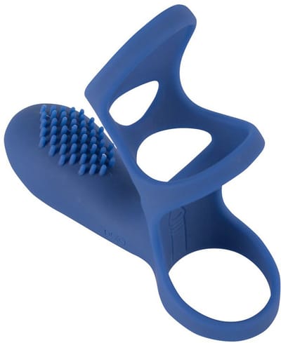 Sweet Smile – Erotische Sleeve voor Koppels met Vibratie en Stimulatie Noppen – 10 cm – Blauw