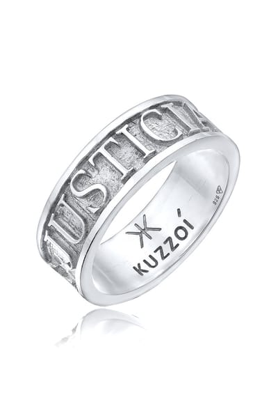 KUZZOI - Ring - Heren Band Belettering Massief in 925 Sterling Zilver - Heren
