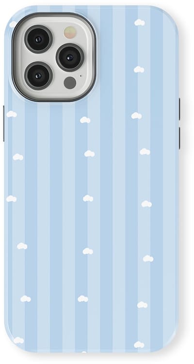 DripCase Hoesje geschikt voor iPhone 12 Pro | Happy Stripes Motief | Magnetisch Opladen | 2-in-1 Ontwerp | Vrolijke Backcover geschikt voor iPhone 12 Pro Cotton Sky