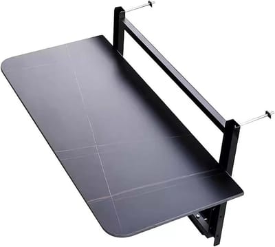 Opvouwbare Balkontafel - Klaptafel Terras - Buiten Genieten - Verstelbare Hoogte - 60 x 35 cm - Zwart