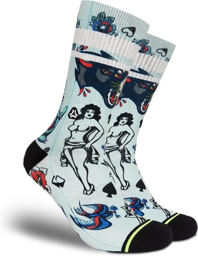 FLINCK Sportsokken - Gamblers Ink - Maat 45-48 - Unisex - Heren Sokken - Dames Sokken - Naadloze sokken - Crossfit Sokken - Hardloop Sokken - Fitness Sokken - Fietssokken
