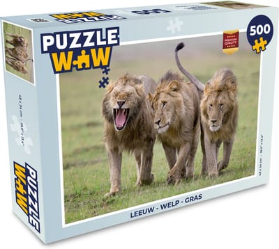 Puzzel Leeuw - Welp - Gras - Legpuzzel - Puzzel 500 stukjes