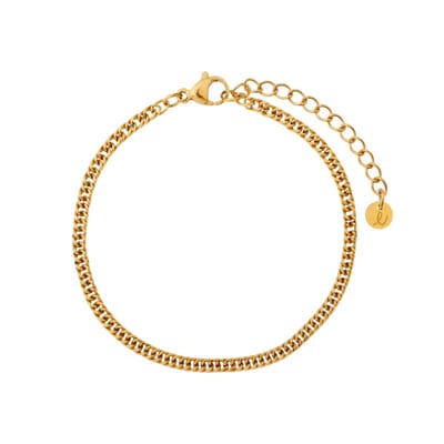 Essentialistics - Armband basic fijne schakel - Volwassenen - Goudkleur - Stainless steel (verkleurt niet) - Verlengkettinkje
