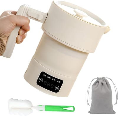 Reis Waterkoker - Kleine Koker - Warme Dranken Maken - Opvouwbaar Ontwerp - 600 ml - Wit