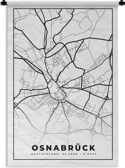 Wandkleed - Wanddoek - Stadskaart - Osnabrück - Plattegrond - Kaart - 120x180 cm - Wandtapijt
