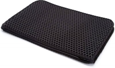 Kattenbakmat - Kattenmat Met Filter - Kattenbak Accessoires - Grit Opvanger - 3 lagen - Waterdicht - 60x45 cm - Opvouwbaar - Zwart