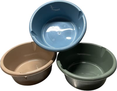 HL Afwasbak Wasbak - Rond - 7 Liter - Set 3x Stuks - 3 Kleuren - Ø 32 cm H 13 cm.