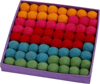 Creativ Company Wol Kralen 20mm Sterke Kleuren 64 stuks