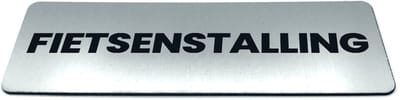Deurbordje met tekst Fietsenstalling - Formaat 150 x 50 mm x 1,6 mm - Incl. plakstrip | Geborstelde RVS-look toplaag | Gratis Verzending | Decoporta