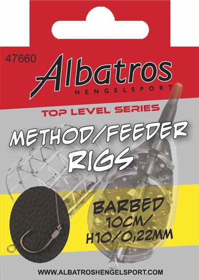 Albatros Top Level Method Rig – Voorgebonden onderlijn met haak en hair rig voor methodfeeder Haak 14 - 10CM - Ø 0,18MM