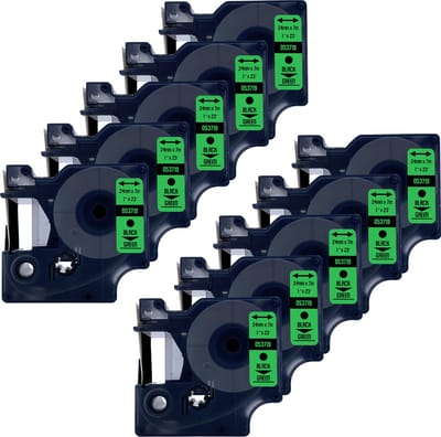DULA Dymo D1 53719 - S0720990 - Compatible label tape - 10 lettertapes - Zwart op groen - 24mm x 7m