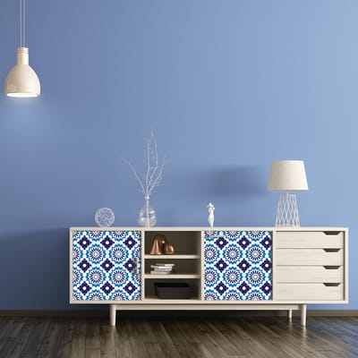 Meubeldecoratiestickers - Zelfklevende stickers voor keuken en woonkamer - 24 meubelstickers met Florentijnse cementtegelmotief - 24 stickers van 10x10 cm