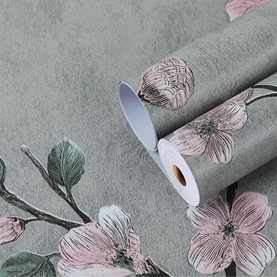 1 rol van 17,7 * 393,7 inch Vintage Floral Contact Paper met pruimenbloesemtakpatroon Zelfklevend behang voor thuisdecoratie Versier uw huis! 45*1000cm/17.7*393.7in gray