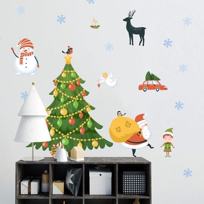 Scandinavische kerststickers uit Lapland - Zelfklevende kerststickers - Feestelijke decoraties - 135x90cm