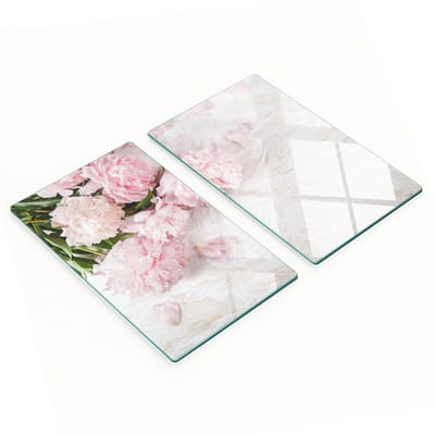 Multifunctionele decoratieve glazen borden met pioenprint 2x30x52 cm