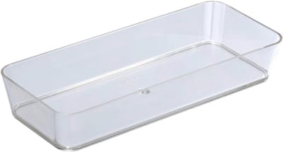 Famanu - Opbergbakje smal transparant 24x4x10 cm, lade organizer voor badkamer, keuken en bureau, ideaal voor kleine spullen