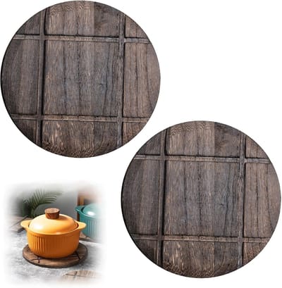 Houten Isolerende Onderleggers, Hittebestendige Panonderzetters, Antislip en Vintage Design, 19×19 Cm, Perfect voor Potten, Pannen en Borden in de Keuken