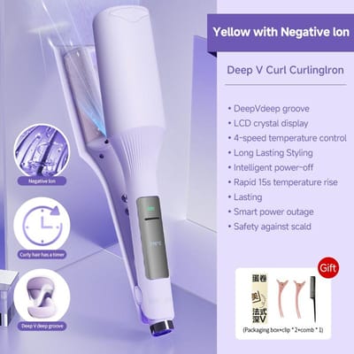 Fer à friser à grosses ondulations de 32 mm Splint à ondulations profondes Bigoudi Rouleau à œufs Styler Baguette Pour tous les types de cheveux EU