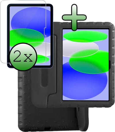 Hoesje Geschikt voor Apple iPad A16/A18 (2025/2026) - 11 inch (11e & 12e generatie) - Met 2x Screenprotector - Kinderhoes Shockproof Bumper - Kidsproof Case - Tablet Hoes - Kinder Hoes Cover - Zwart